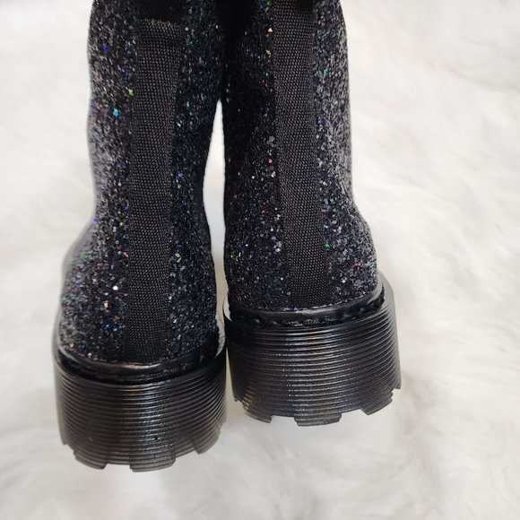 Steve Madden black chunky glitter booties youth size 7 NEW IN BOX - Picture 9 of 12